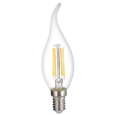 LED filamenttipu küünal pirn C35T E14 selge klaas dimmerdatav