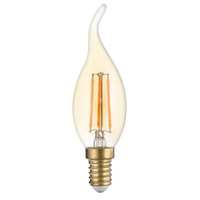 LED filamenttipu küünalpirn C35T E14 kuldne klaas dimmerdatav