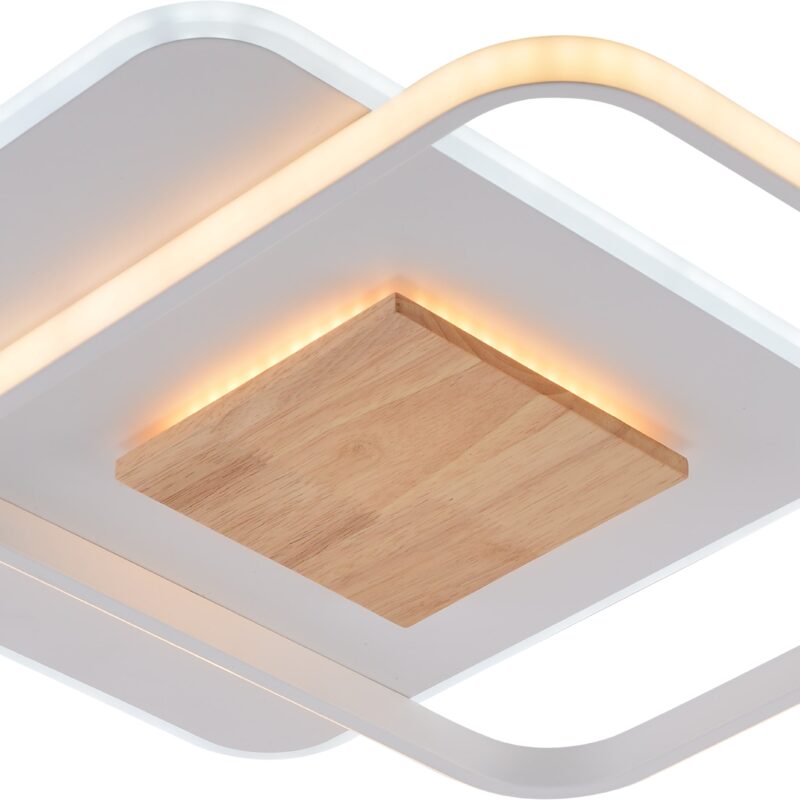 LED laevalgusti CCT 60W Valge+Puit Dimmable + Kaugjuhtimispult