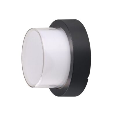 LED seinavalgusti, must, ümmargune korpus