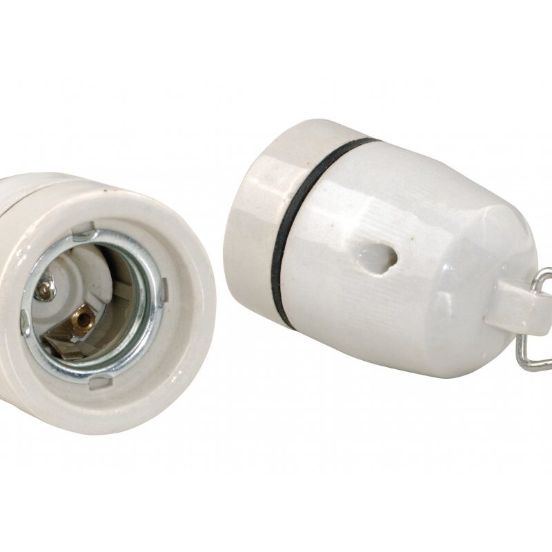 Keraamiline pirnikinnitus käepidemega, E27, valge