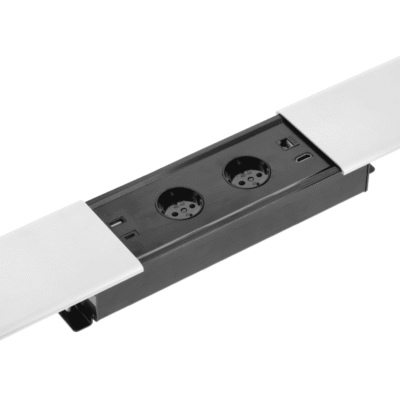 PRESTINO süvistatav laua pikenduskaabel, 2x schuko pesa, USB A+C, RJ45, HDMI, kaabel 1.5m, valge