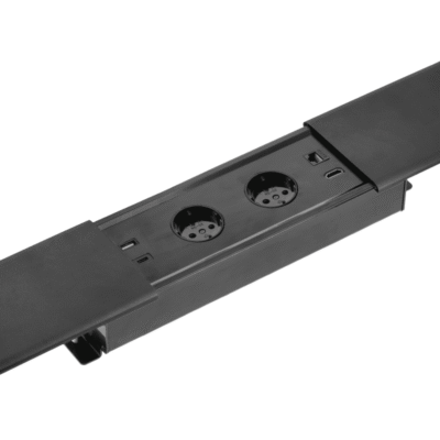 PRESTINO süvistatav laua pikenduskaabel, 2x schuko pesa, USB A+C, RJ45, HDMI, kaabel 1.5m, must