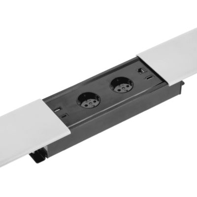 PRESTINO süvistatav lauapikenduskaabel, 2x schuko pesa, USB A+C, RJ45, HDMI, kaabel 1.5m, hõbe