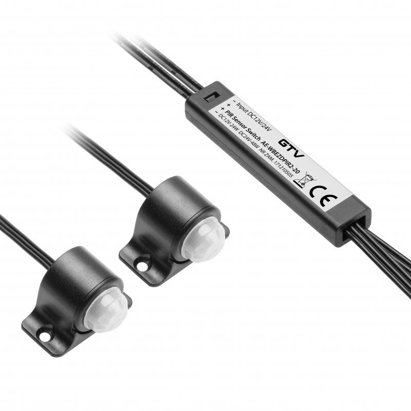 PIR kontaktivaba lüliti, 2 andurit, 2m kaablid, must