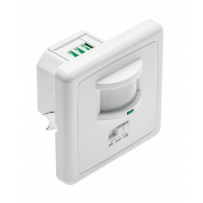 Liikumisandur CR-4 LED, min. 40W, max. 500W, AC220-240V, 50/60Hz, nurk 160°, ulatus 12m ± 1-2,5m, IP20, töötab LED-iga, süvistatav, valge korpus