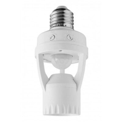 Liikumisandur CR-6, max. 60W, E27, AC220-240V, 50/60Hz, nurk 360°, ulatus 6m ± 2-3,5m, IP20, töötab LED-iga, valge korpus