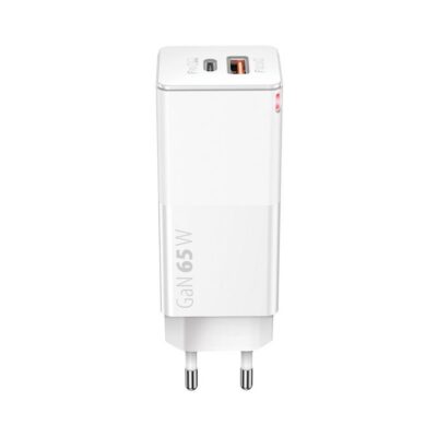 Seinalaadija 1x USB 1x USB-C 65W valge