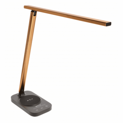 Bressi laualamp, 8W, 450lm, AC220-240V, 3-CCT, juhtmevaba laadimine, USB, PF>0,5, RA>80, Must / Kuld