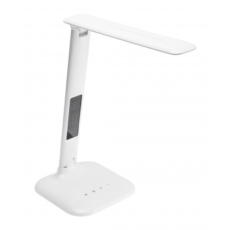Laualamp GALACTIC LED, 5W, 240lm, AC220-240V, 50/60Hz, vahetatavad värvid (3000K, 4000K, 6000K), kalender, alarm, termomeeter, valge korpus