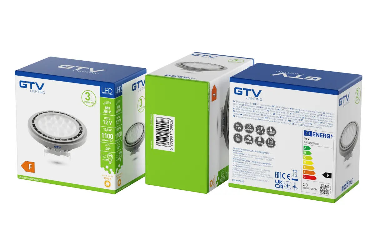 LED valgusallikas, A-G, AR111, 3000K, G53, 12,5W, DC12V, 40°, 1100lm, hall - Image 2