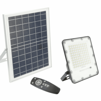 Päikesepaneeliga prožektor BRAVOS, 100W, 1000lm, 6400K, IP65, 120°, kaugjuhtimispult