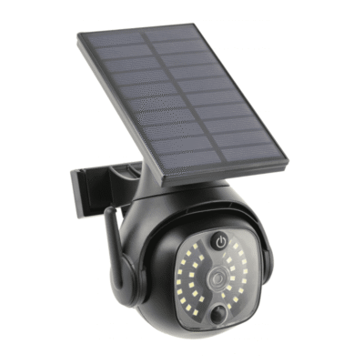 Päikesepaneeliga prožektor liikumis- ja hämarusanduriga GUARDOS, LED, 300lm, 6400K, 1200mAh, IP65, vale kaamera