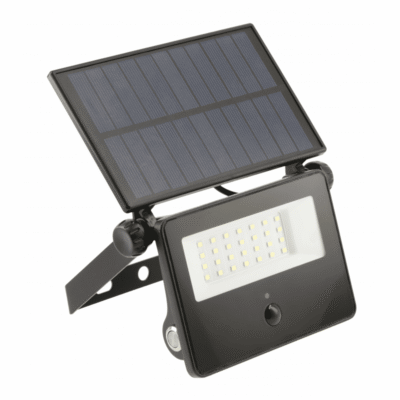 Päikesepaneeliga prožektor LUMOS II, LED, 2000lm, 6400K, 2600mAh vahetatav, IP65, must