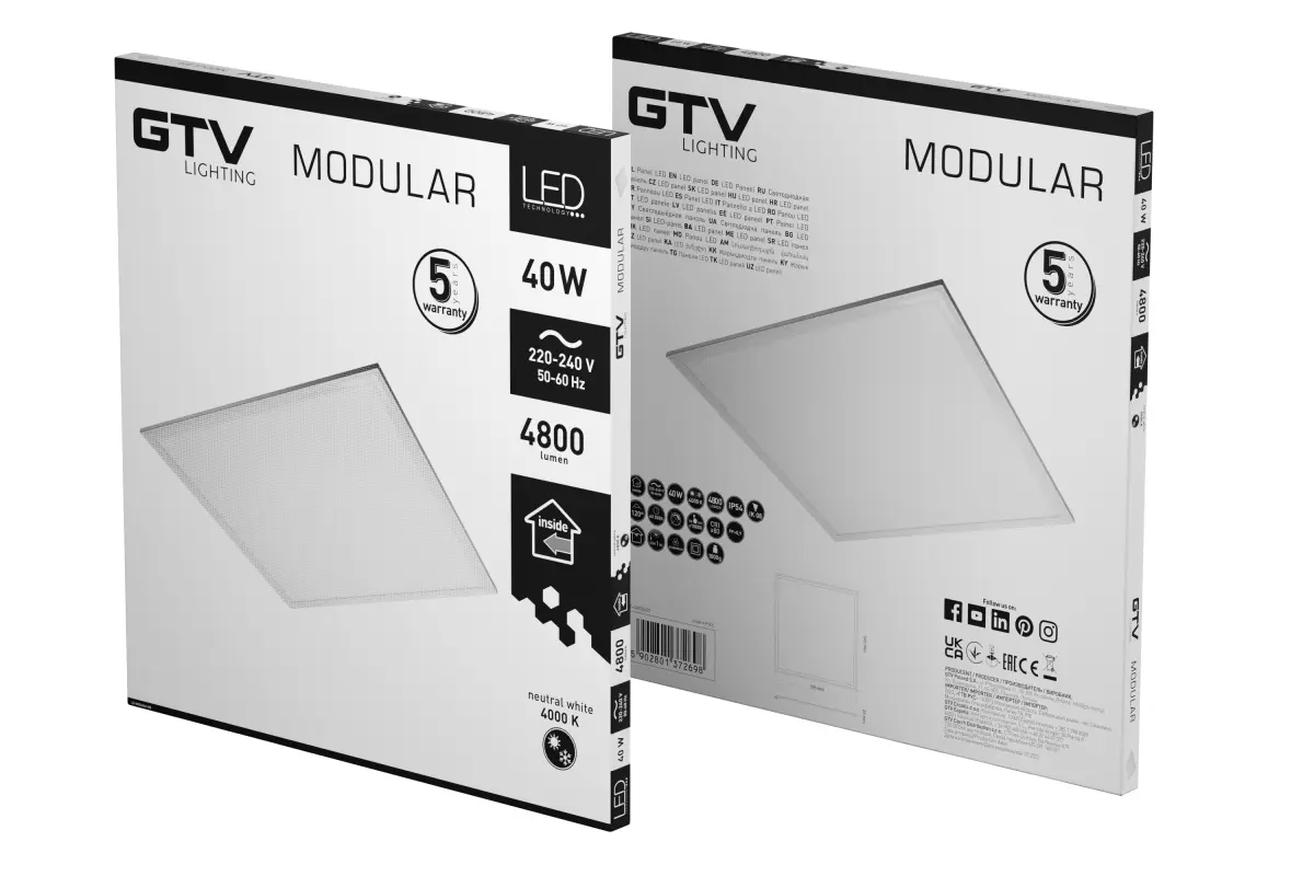 LED paneel MODULAR, tagaplaat, 60x60cm, 4000K, 40W, 4800lm, AC220-240V, PF>0,9, IP54 - Image 4