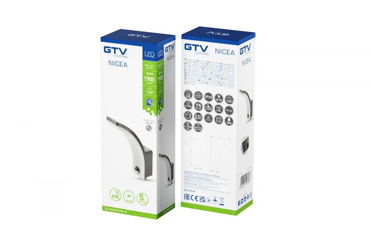 NICEA LED fassaadivalgusti liikumisanduriga, 20W, 1900lm, 4000K, AC220-240V, IP65, DIM, grafiit - Image 6