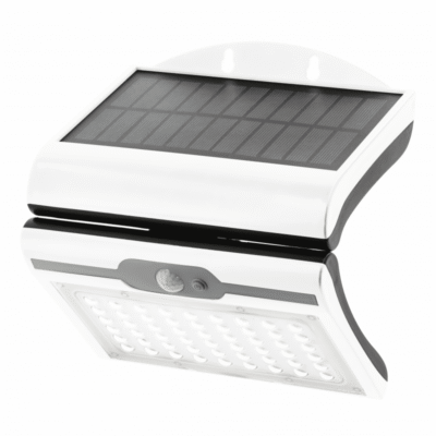 RAMOS Päikesefassaadi Valgusti Liikumis-/Hämarusanduriga, 50W, 300lm, 3,7V 1800mAh, IP44, 6000K, valge