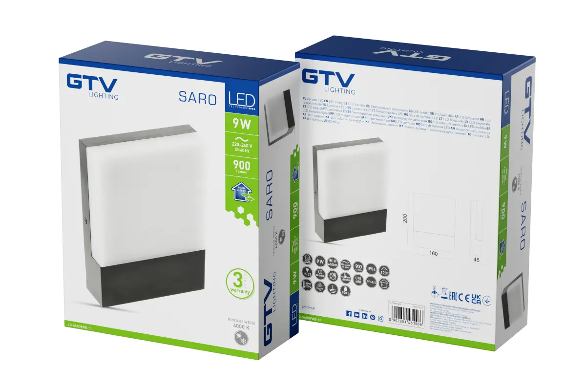 SARO LED fassaadivalgusti 9W, 900lm, IP54, AC220-240V, 50/60Hz, 4000K, must - Image 4