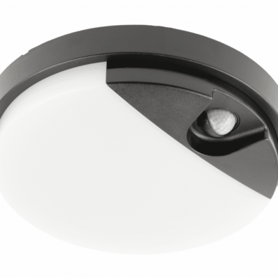 TULON liikumisanduriga LED valgusti, 15W, 1350lm, 4000K, AC220-240V, IP54, ümmargune, must