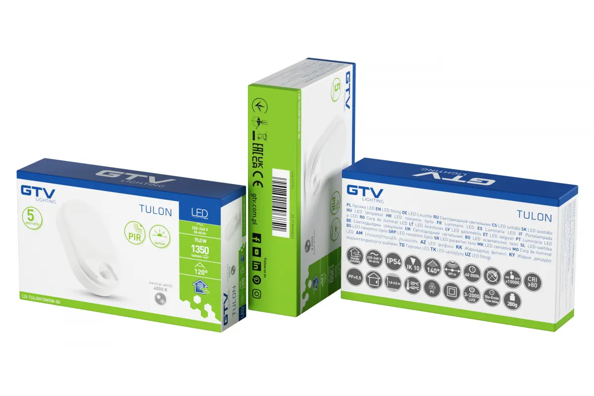 TULON liikumisanduriga LED valgusti, 15W, 1350lm, 4000K, AC220-240V, IP54, ovaalne, valge - Image 6