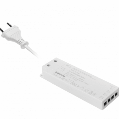 LED toiteplokk slim easy click 24V, 15W, sisend 220-240VAC, IP20, mõõtmed 129x42x16 mm koos mini ampriga ja kaabliga