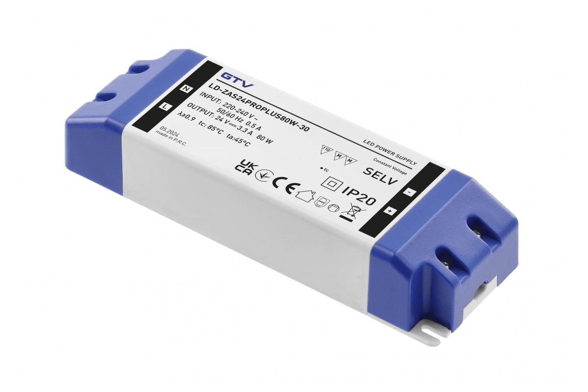 LED toiteplokk PRO+ 24V, 80W, sisend 220-240VAC, IP20, mõõdud 170x57x32 mm