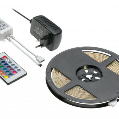 RGB LED riba 5m 150LED 25W, IR kontroller 24klahvi, toiteplokk 12V25W, IP20