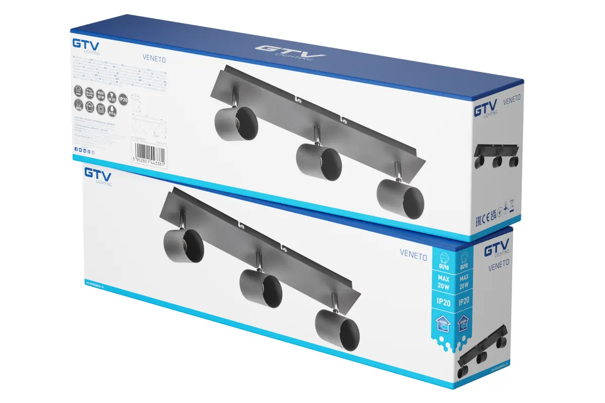 Laevalgusti Veneto, IP20, max. 20W, 3xGU10, ümmargune, must - Image 4