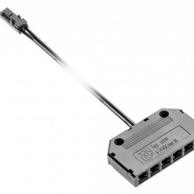 LED valgusti ühendus, must jaotur 6 pesa 2m AWG24 kaabliga ja mini amp m pistikuga