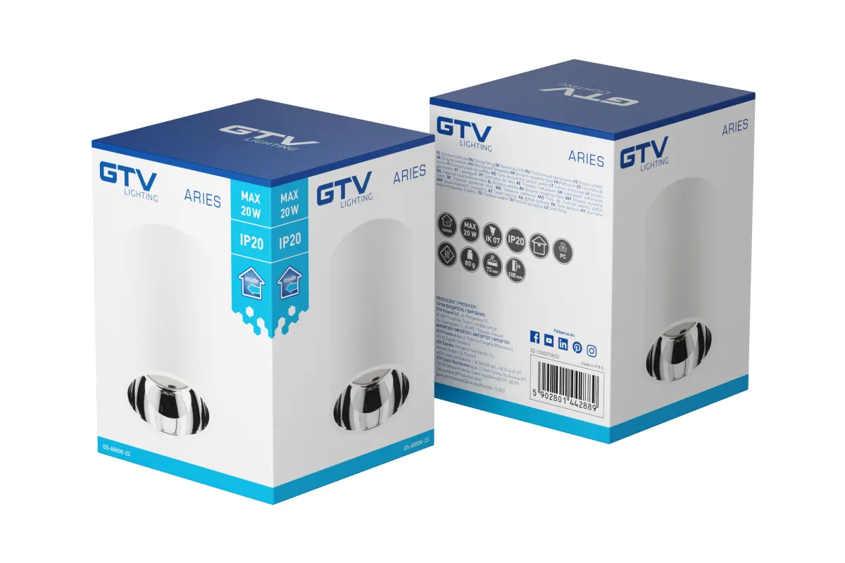 Laevalgusti ARIES, PC, 73x105mm, IP20, max 20W, ümmargune, valge/kroom - Image 2