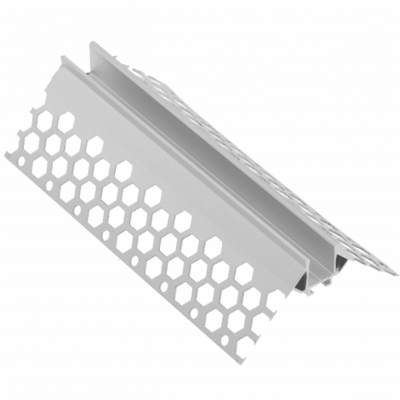 LED profiil GLAX nurga all, väline GK plaatidele 3m + tehniline korpus, mitteanodeeritud
