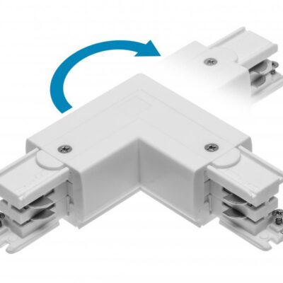 L 90° reguleeritav ühendus X-RAIL kolmefaasilisele siinile, 101x101mm, sise/väline, valge
