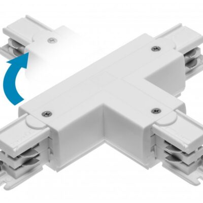 T reguleeritav ühendus X-RAIL kolmefaasilisele siinile, 166x101mm, sise/väline, vasak, valge