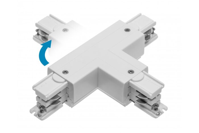 T reguleeritav ühendus X-RAIL kolmefaasilisele siinile, 166x101mm, sise/väline, parem, valge