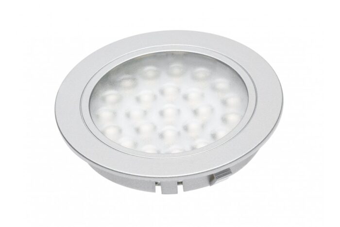 Süvistatav LED valgusti Alvaro, 12V DC, 1.7W, 24 SMD3528, külm valge, 2m kaabel miniAMP-iga (2 kruvi)