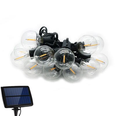 Päikesepatareiga LED valguskett Garland SUNARI FLS-120 5,5m + 10 G40 pirni läbipaistev IP44