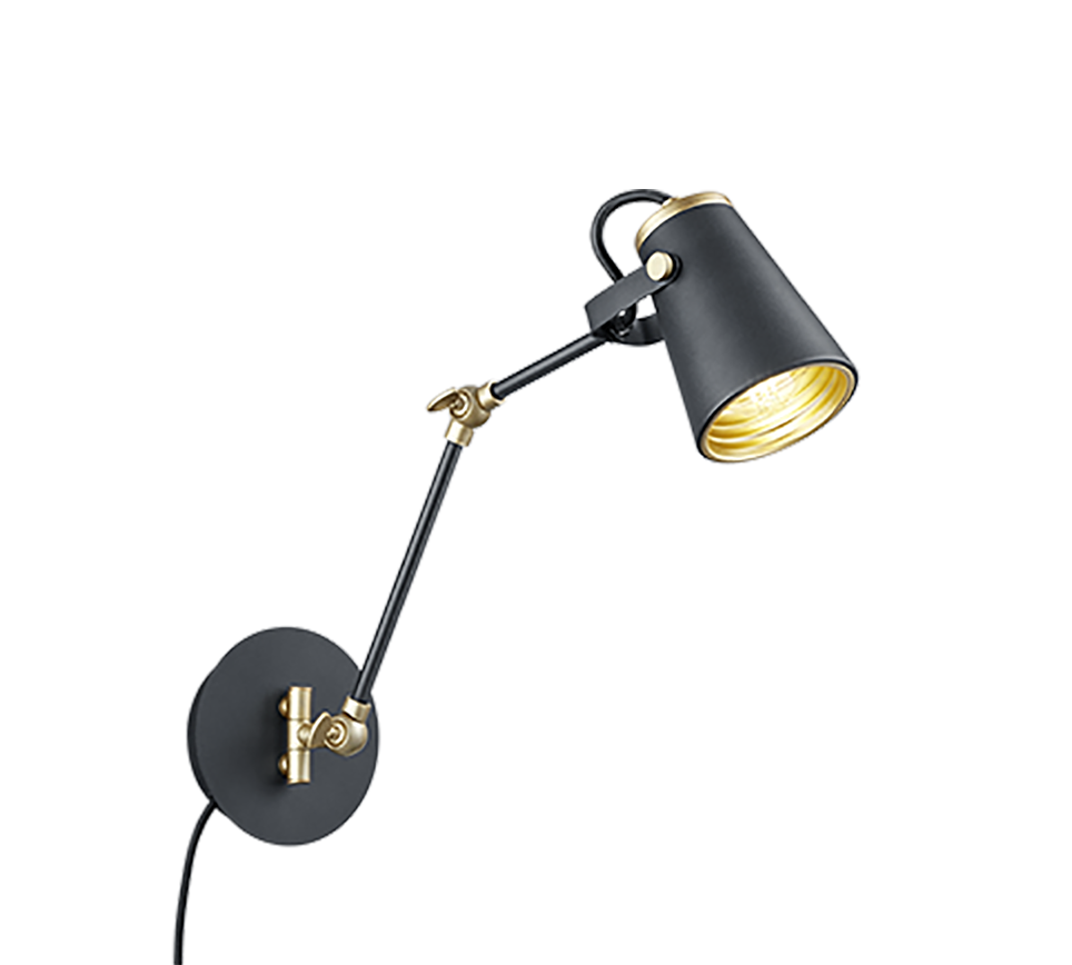 Seinavalgusti E14 matt must/kuld