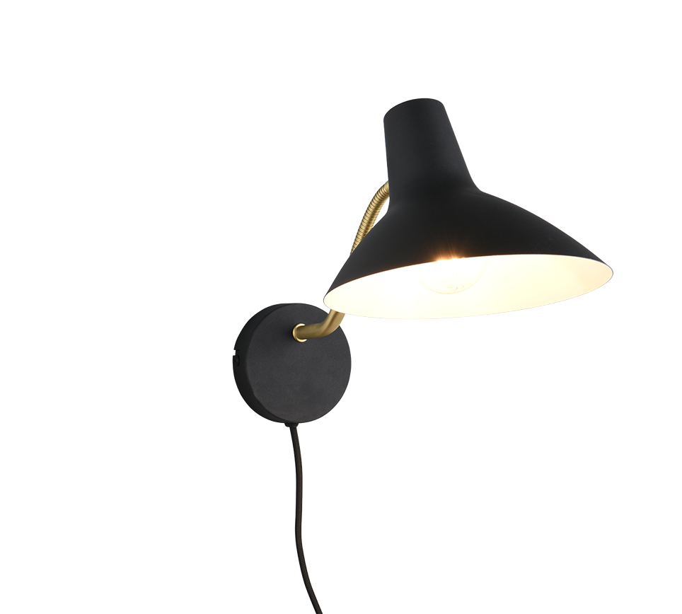 Seinavalgusti E27 matt must/matt messing