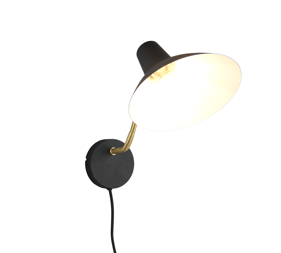 Seinavalgusti E27 matt must/matt messing - Image 3