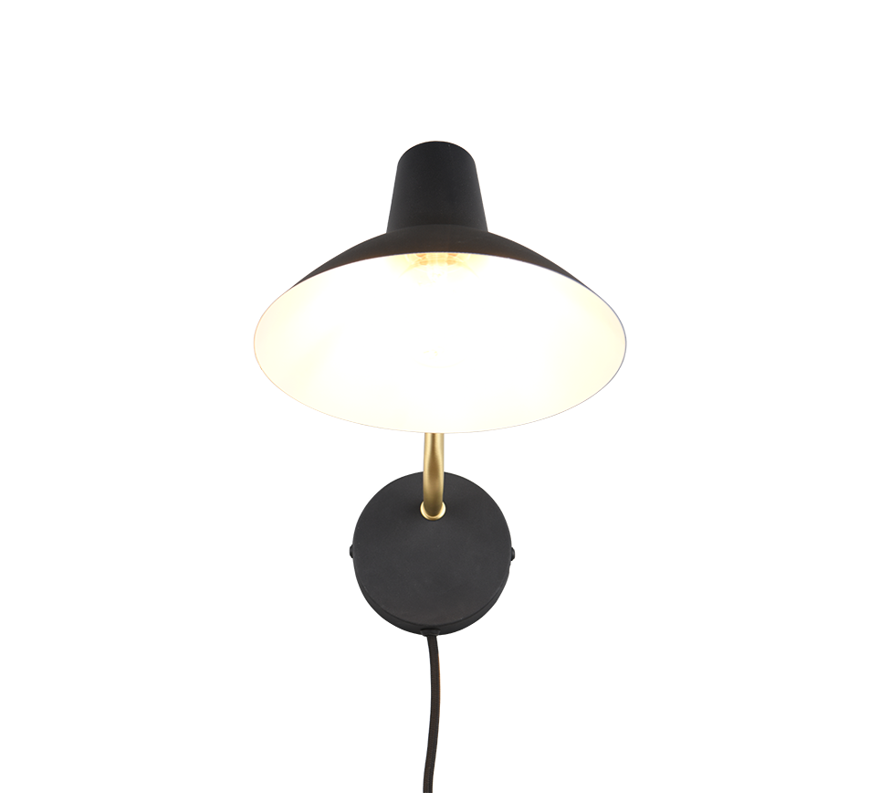 Seinavalgusti E27 matt must/matt messing - Image 5