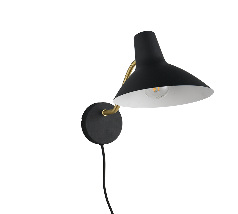 Seinavalgusti E27 matt must/matt messing - Image 7