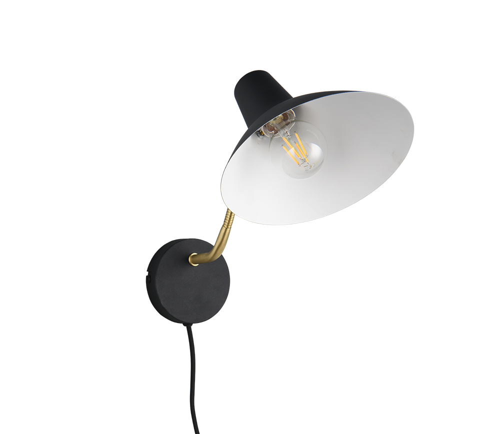 Seinavalgusti E27 matt must/matt messing - Image 8