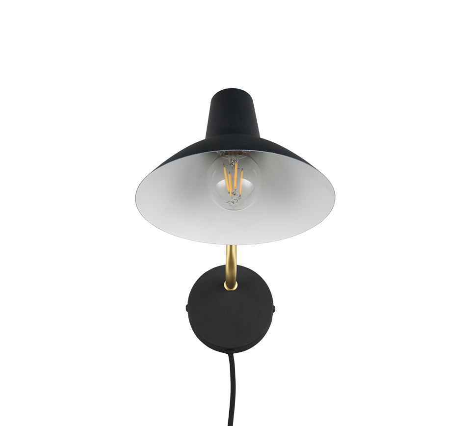 Seinavalgusti E27 matt must/matt messing - Image 10