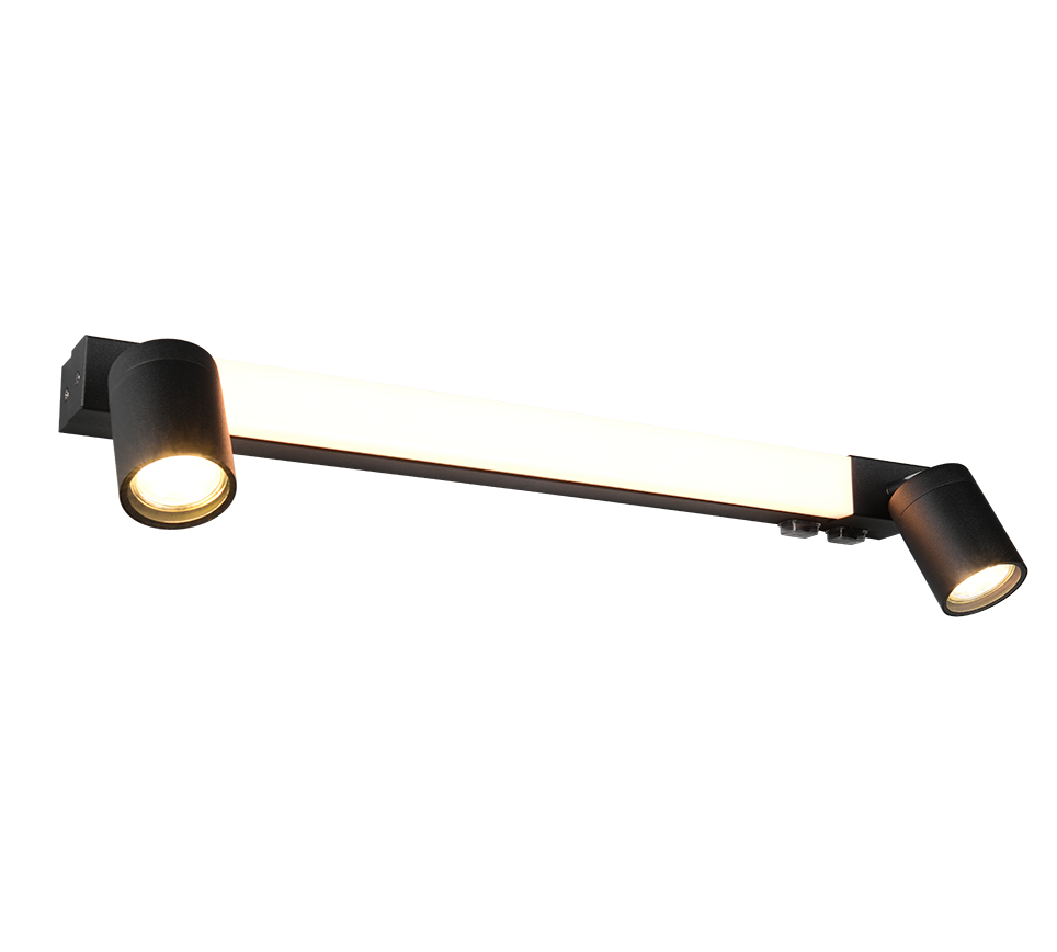 Seinavalgusti 60 cm 2xGU10 must