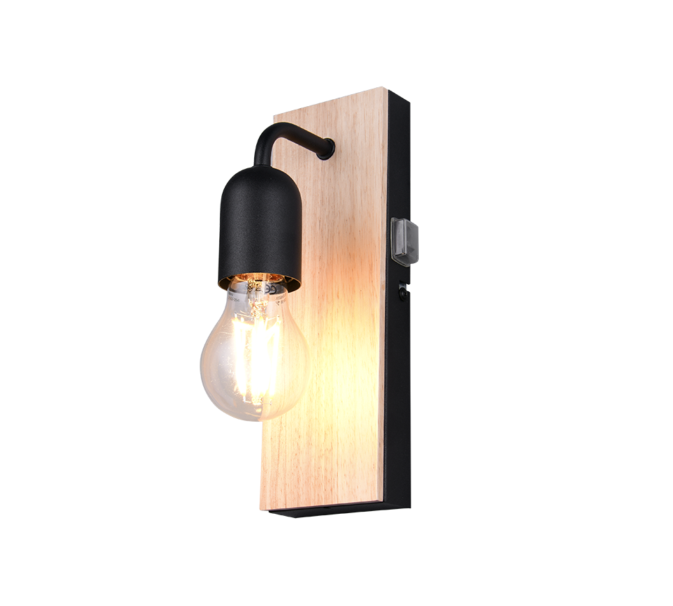 Seinavalgusti 1 tk E27 puit/matt must