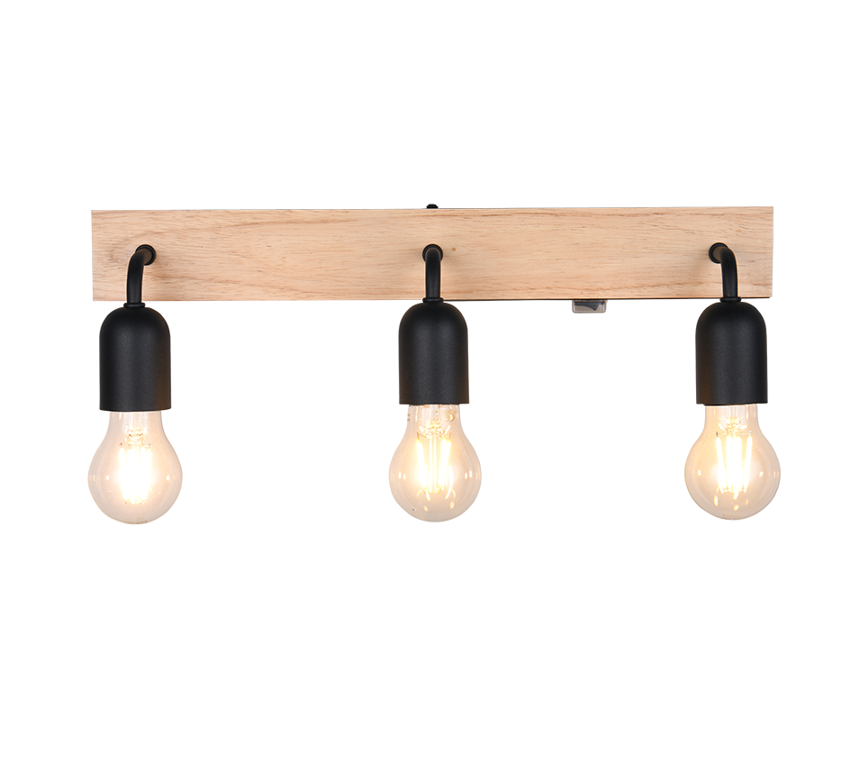 Seinavalgusti 3-osaline E27 puit/matt must - Image 4