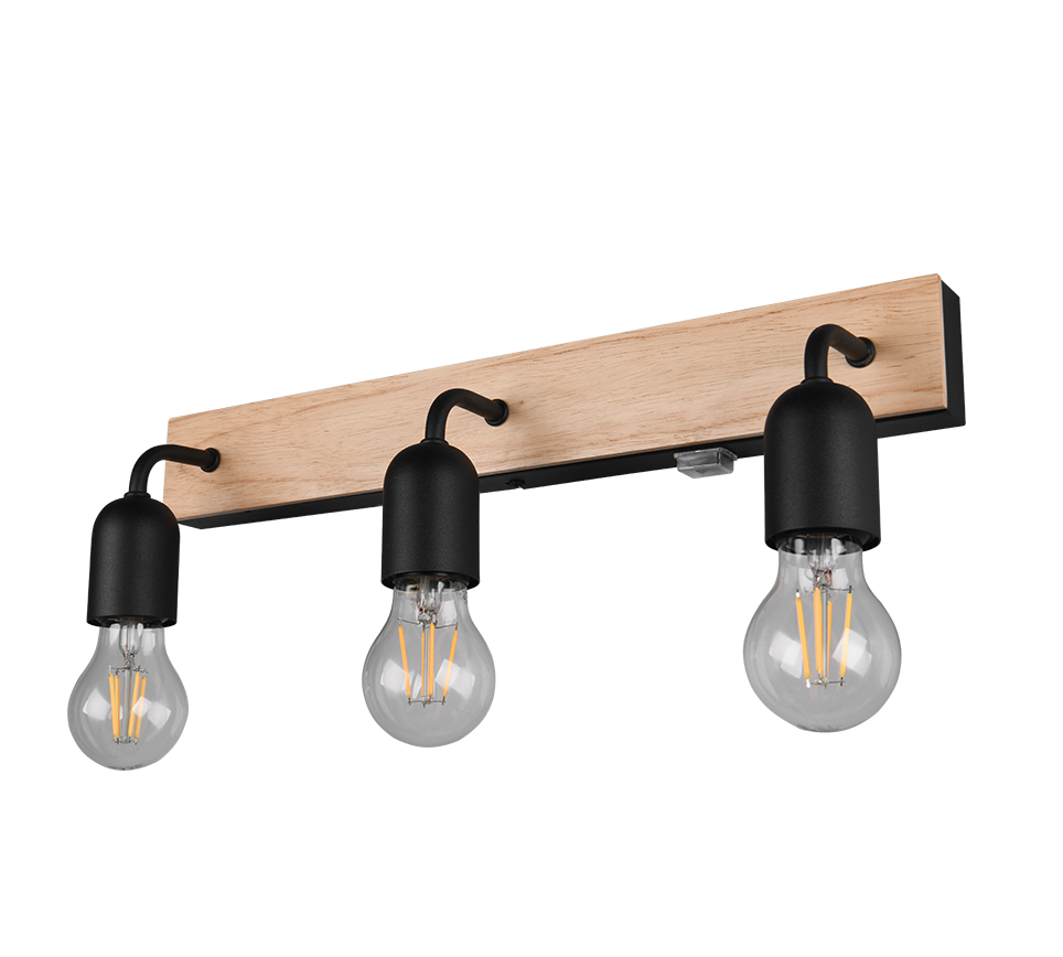 Seinavalgusti 3-osaline E27 puit/matt must - Image 5