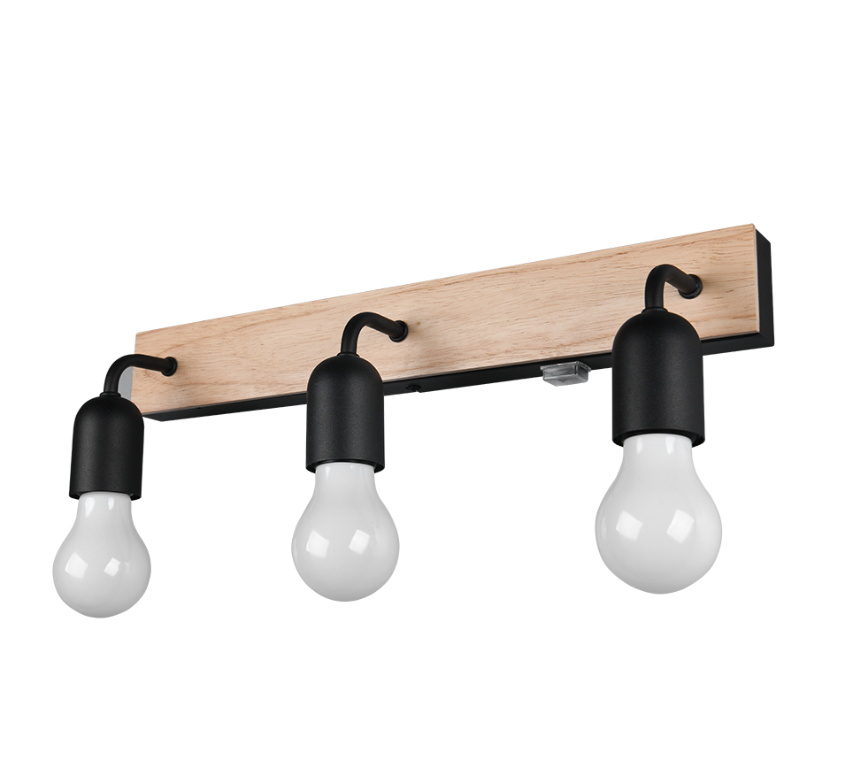 Seinavalgusti 3-osaline E27 puit/matt must - Image 6