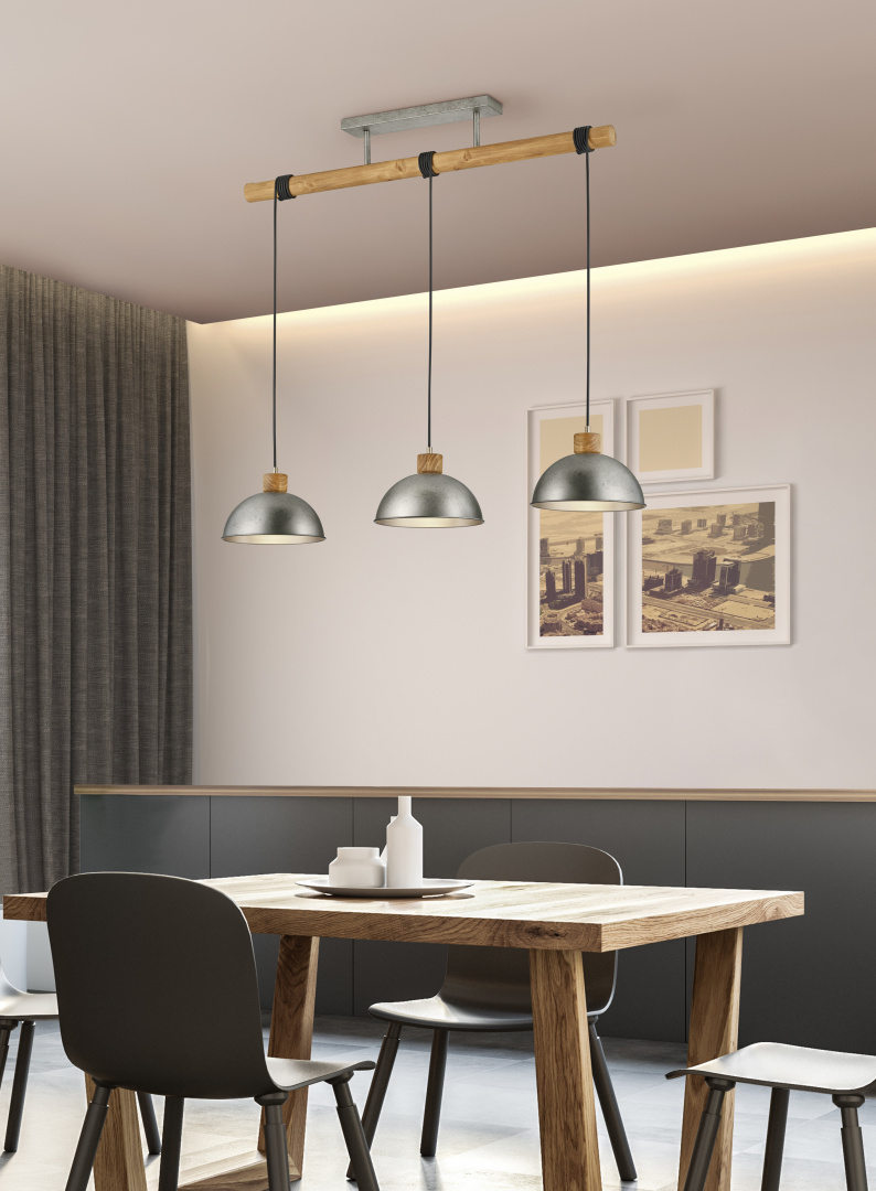 Rippuv valgusti 3 tk E27 hõbedane teras - Image 2