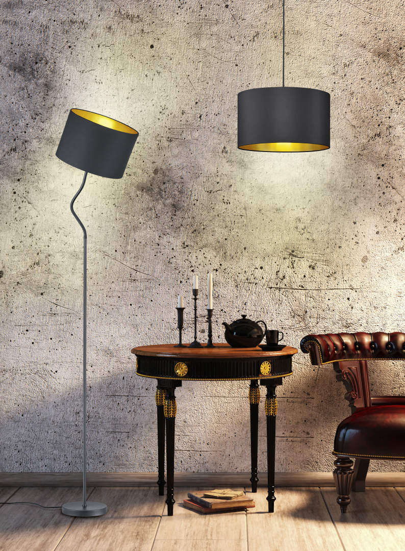 Rippuv valgusti E27 matt must/kuld - Image 2